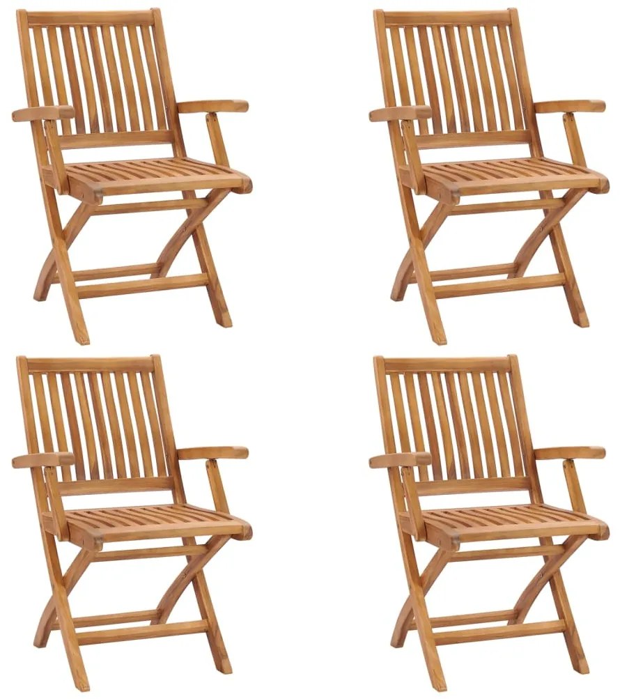 vidaXL Scaune grădină pliabile, 4 buc, lemn masiv tec