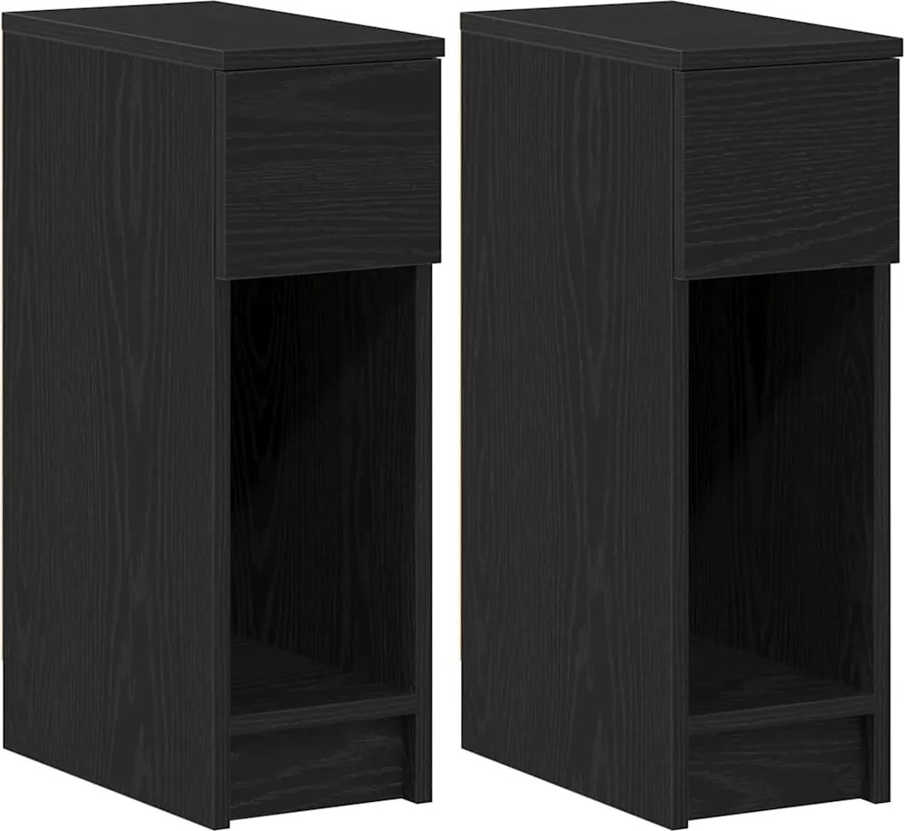 vidaXL Noptiere cu sertar 2 buc stejar negru 20x36x60 cm