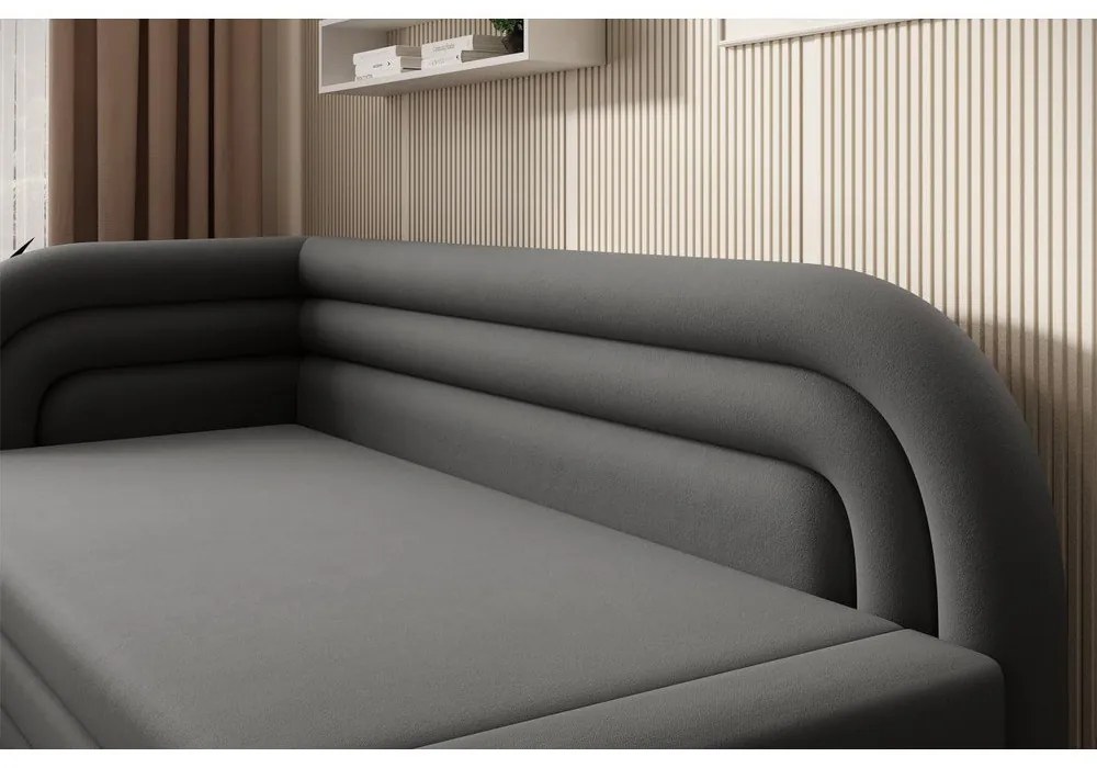 Canapea taupe extensibilă/cu spațiu de depozitare cu tapițerie din catifea cu colț pe partea stângă 223 cm Fabillo – ELTAP