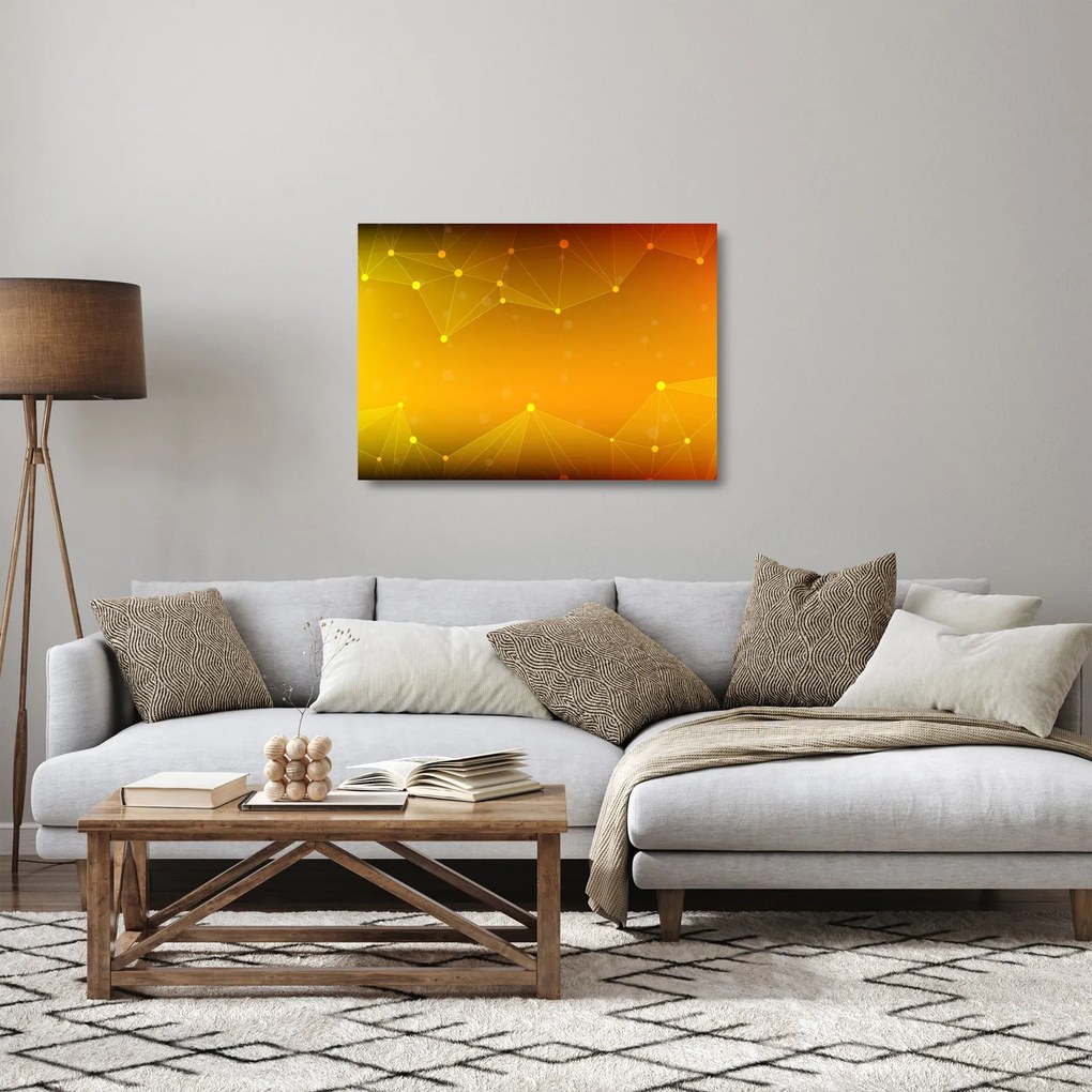 Tablou pe sticlă abstract galben (70x50 cm)