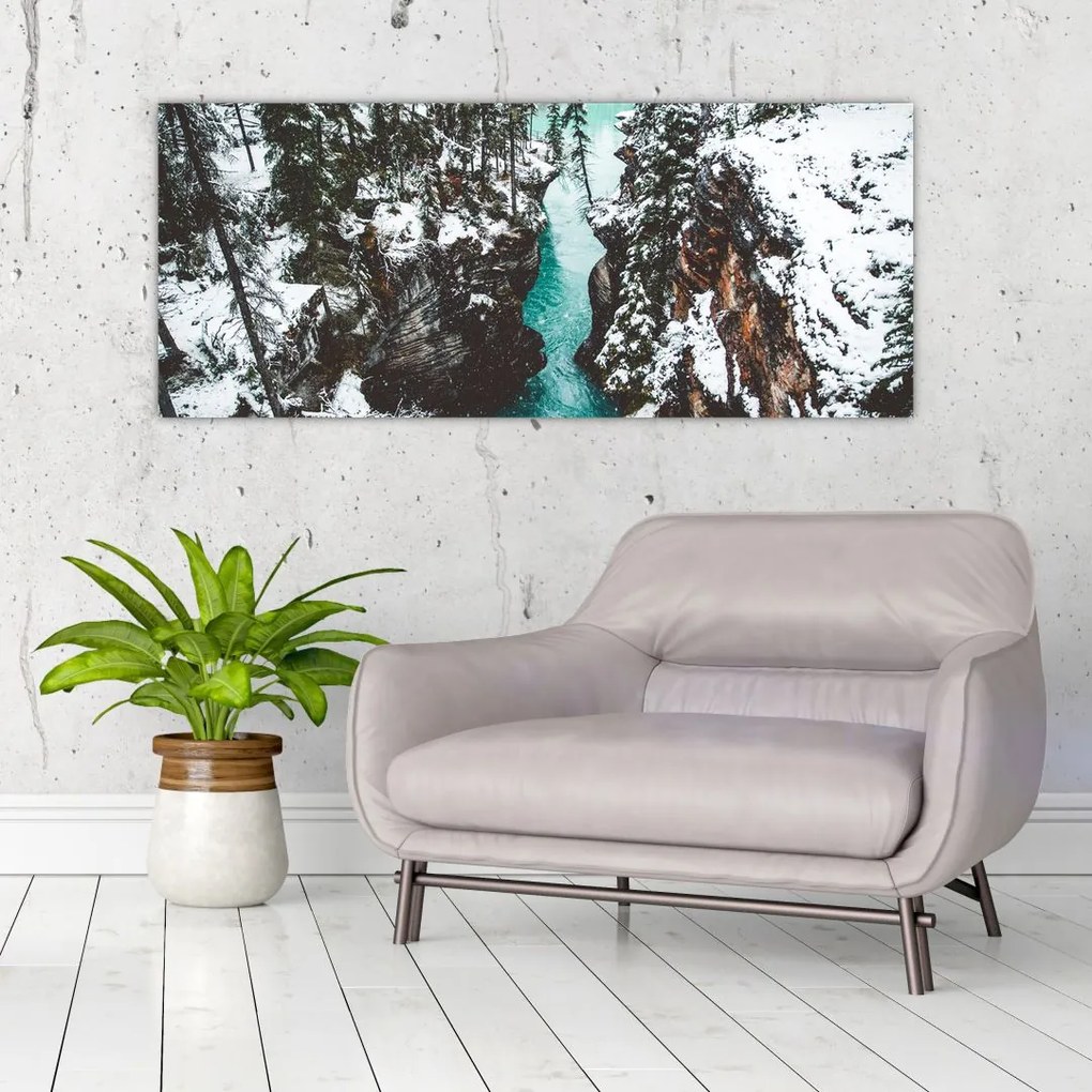 Tablou - râul de munte iarna (120x50 cm)