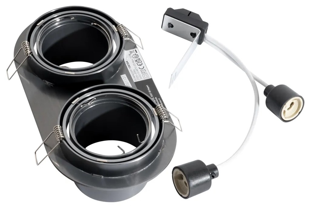 Spot îngropat rotunjit, metal gri-antracit, GU10, 70 mm, inclinabil, 2 lumini - Installa