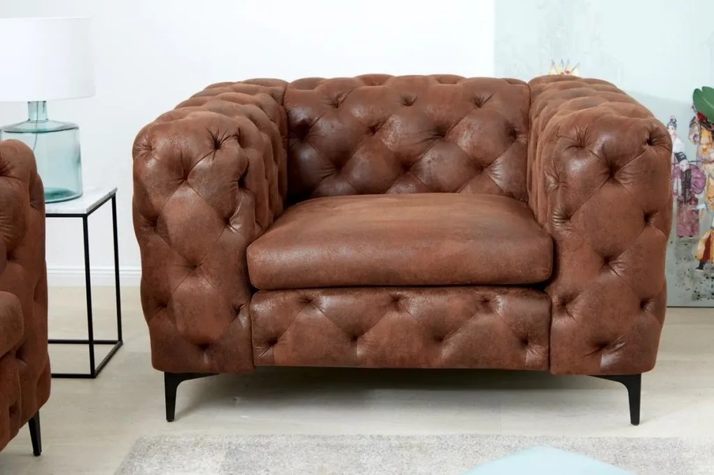 Fotoliu design Chesterfield, Microfibra, Maro Antic, MODERN BAROCK