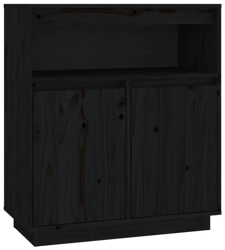 814388 vidaXL Servantă, negru, 70x34x80 cm, lemn masiv de pin