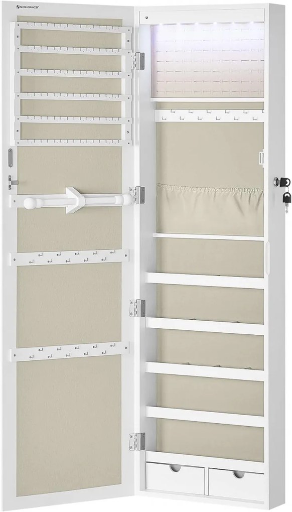 Dulap pentru bijuterii, Songmics, Natural-Bej, 120x10x36.7 cm