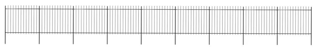 Gard de gradina cu varf sulita, negru, 15,3 x 1,5 m, otel 1, 1.5 m, 15.3 m