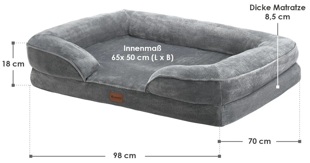 Juskys Pat pentru caini Sheena L 98 x 70 cm - gri