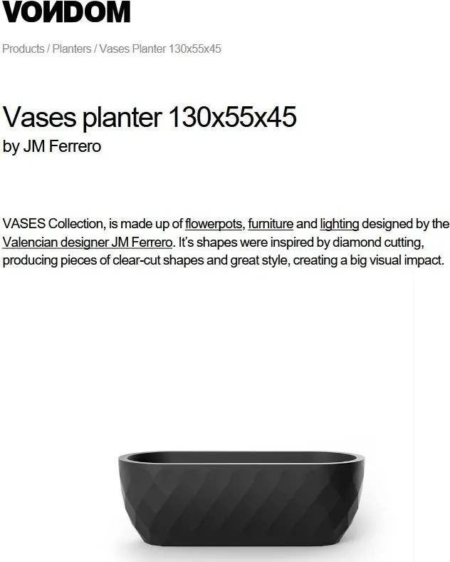 Ghiveci plante, flori design decorativ modern pentru amenajari interioare si exterioare, VASES PLANTER 47130R Vondom