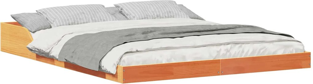 vidaXL Cadru de pat Maroniu cerat 150 x 200 cm Lemn de pin masiv