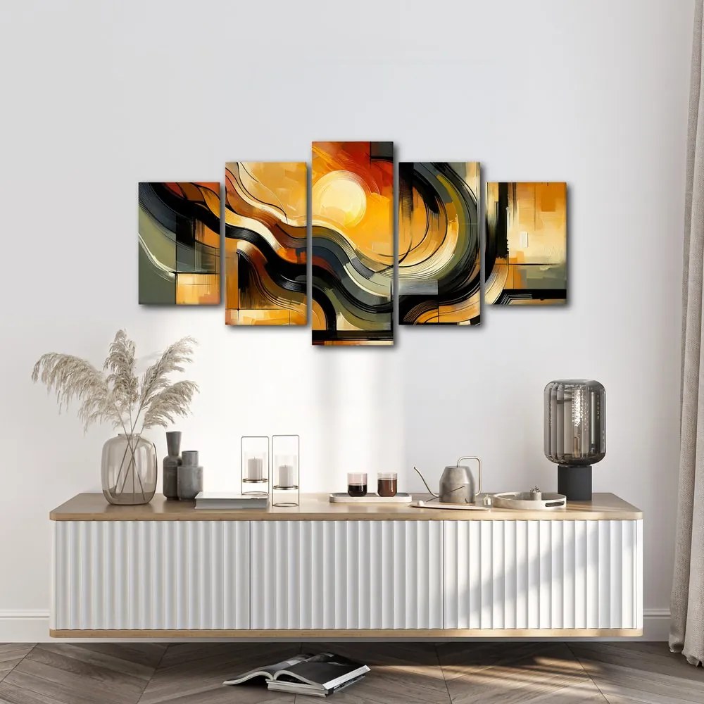 Tablou 5-piese apus de soare abstract