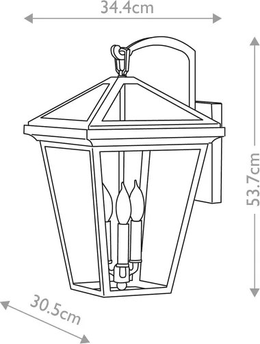 Quintiesse QN-ALFORD-PLACE2-L-MB - Aplică de perete pentru exterior ALFORD L 3xE14/40W/230V IP44