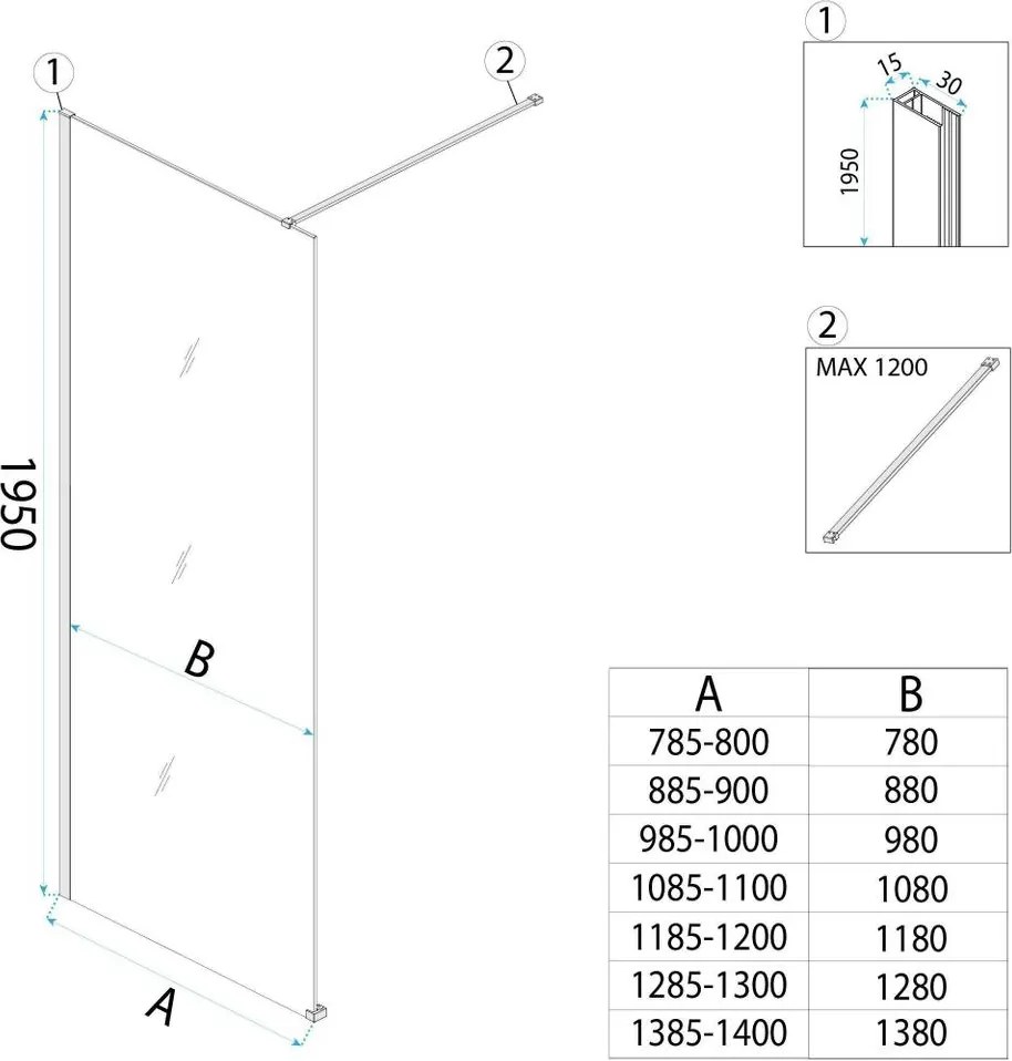 Paravan de dus Rea Flexi Transparent 140 cm auriu