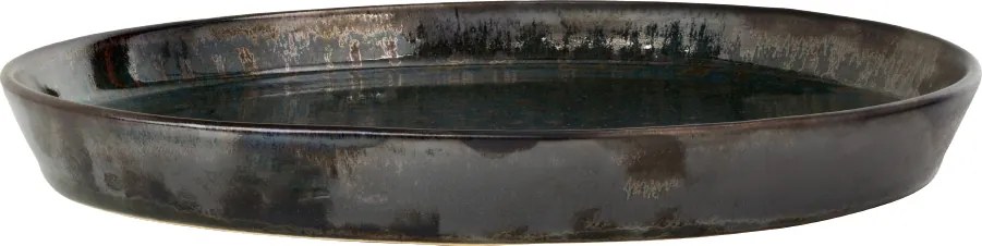 Set 3 Piese Verometal Glazura Albastru Verde Metalic Bronz Metalic Gri, Mat Argintiu ( Farfurie 25 cm, Farfurie 20 cm si Bol 450 ml )