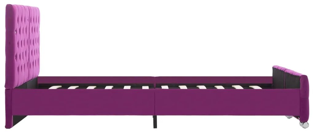 Cadru de pat, violet, 140 x 200 cm, material textil Violet, 140 x 200 cm