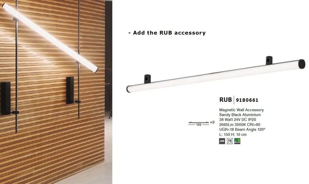 Sistem magnetic-decorativ pentru perete MAGNA 120W, L-150cm