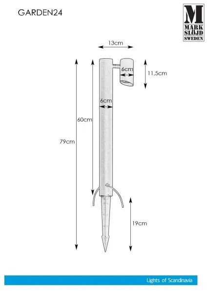 Lampă LED de exterior Markslöjd 108485 GARDEN24 LED/6W/24V 60 cm IP44 negru