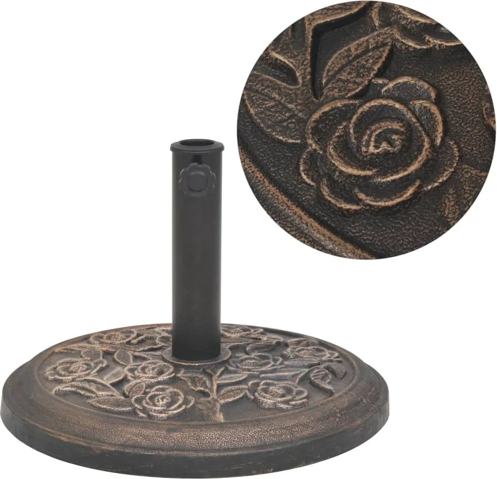 vidaXL Suport umbrelă de soare, rășină, rotund, bronz, 9 kg
