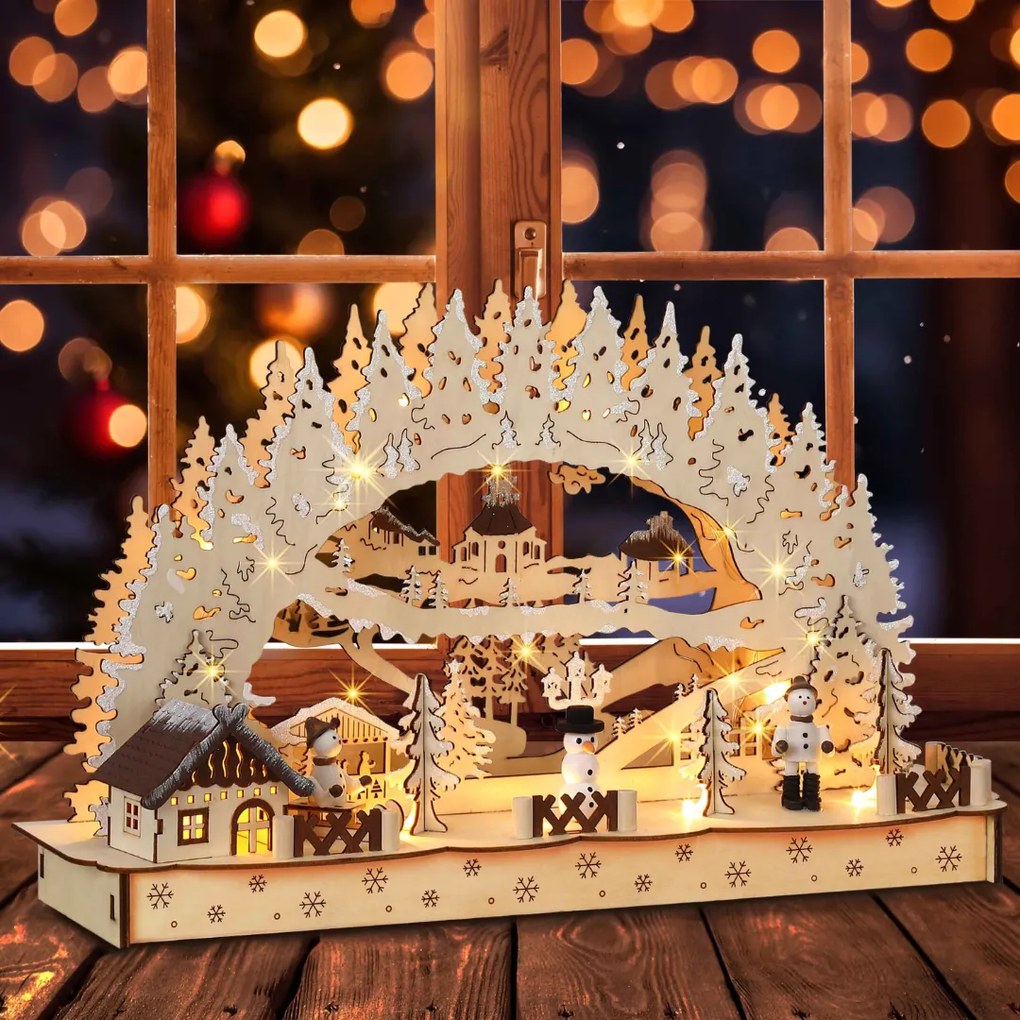 Monzana Arc LED de Crăciun CLEMENT, 45x12,5x28cm, maro natural