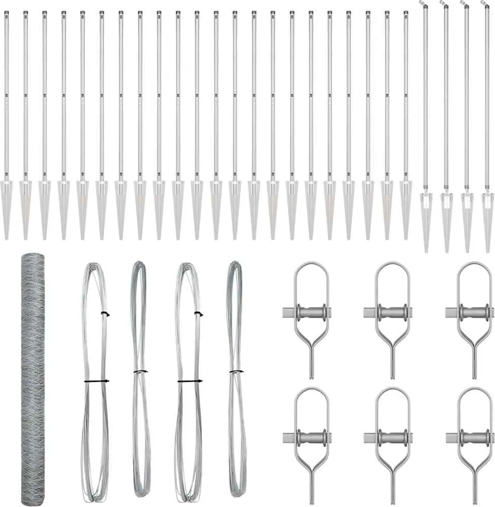 vidaXL Stâlp de gard. Argintiu 50 x 1,5 m (plasă de 50 mm) Oțel