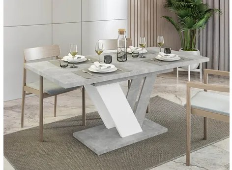 Masă sufragerie extensibilă Granger (lucios Negru + beton) (pentru 2-6 persoane). 1105379