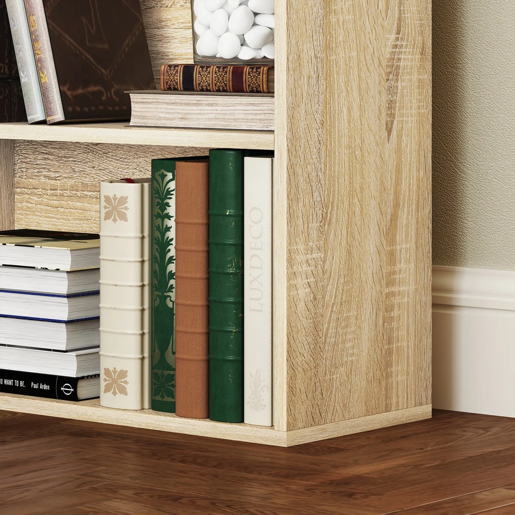 HOMCOM Bibliotecă raft de depozitare 5 nivele cu rafturi reglabile pentru living, dormitor, birou, 60x24x133,5 cm, natural | Aosom Romania