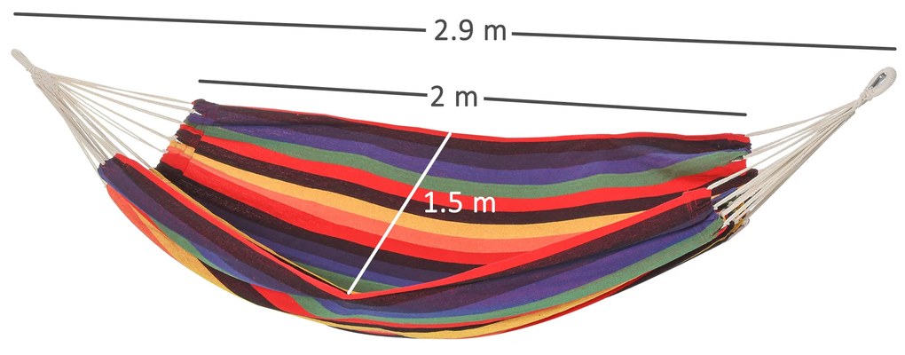 Outsunny Hamac din Bumbac și Poliester, Multicolor, Ideal pentru Relaxare în Grădină sau pe Terasă, 2x1.5 m | Aosom Romania