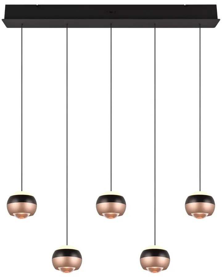 Lustră negru-arămiu LED cu abajur din metal Orbit – Trio Select