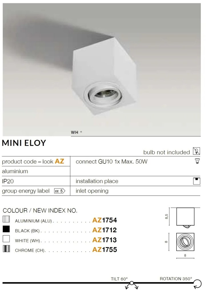 Spot aplicat tavan/plafon stil modern MINI ELOY negru