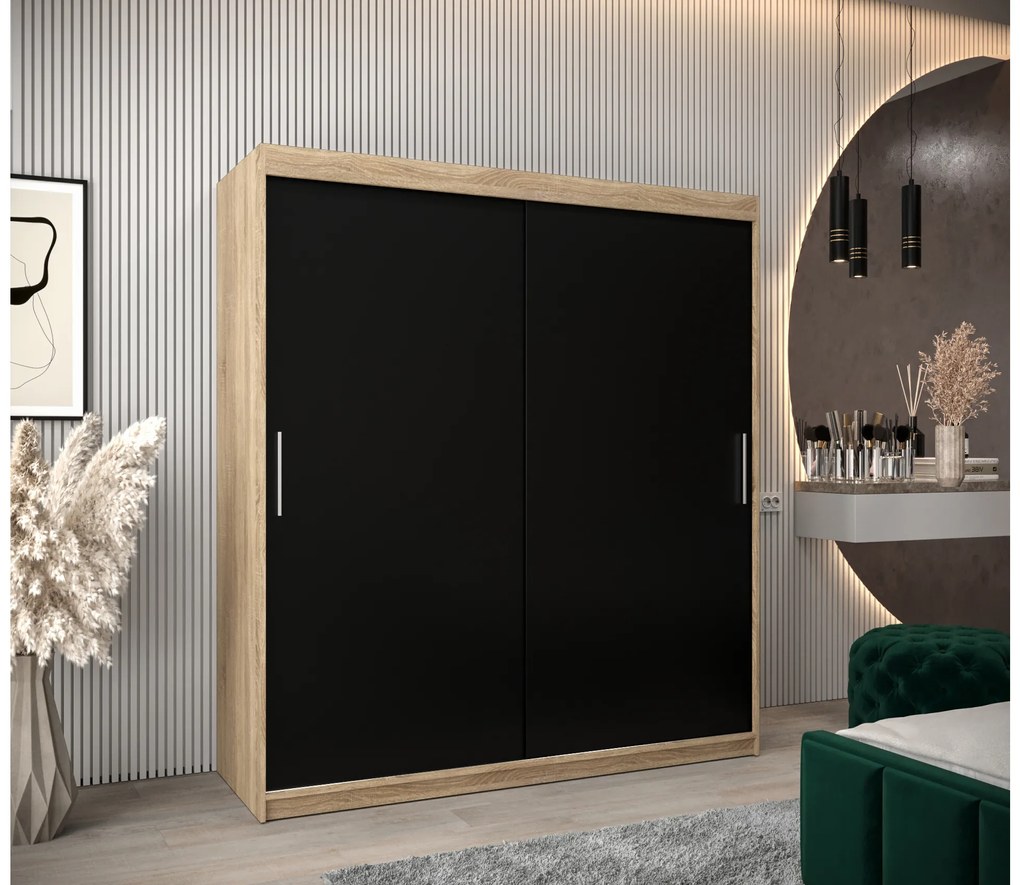 Dulap de haine 180 cm Toki (stejar sonoma + negru mat). 1064843