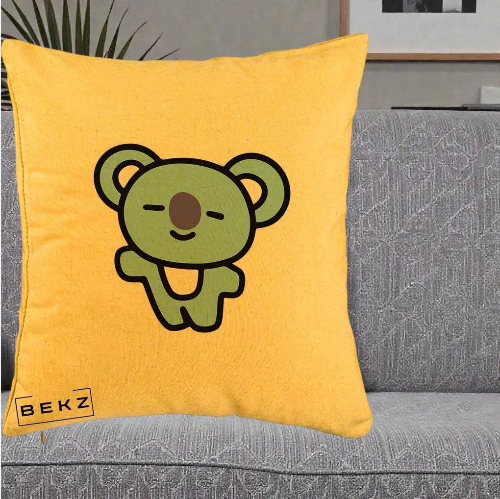 Perna Personalizata BT21 Koya Kawaii, 40x40 cm, Galben, Husa Detasabila, Perna Inclusa, BEKZ®