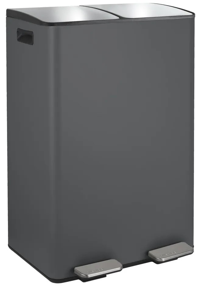 Coș de gunoi gri închis pentru reciclare/cu pedală 2x30 l din oțel Aliya – Spirella