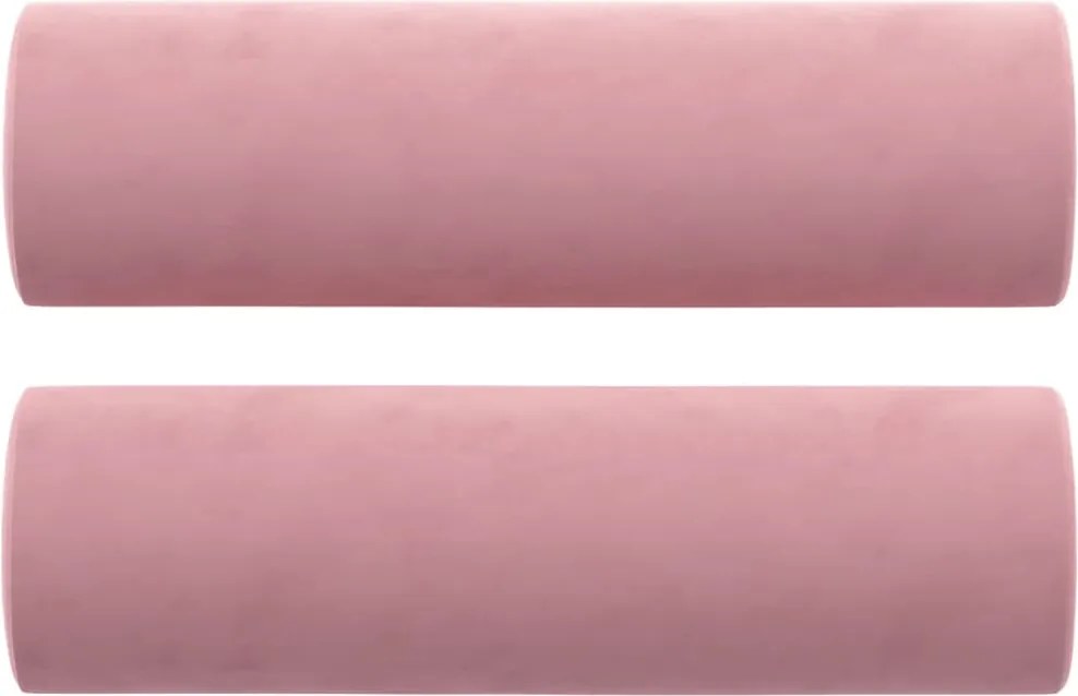 vidaXL Perne decorative, 2 buc., roz, Ø15x50 cm, catifea