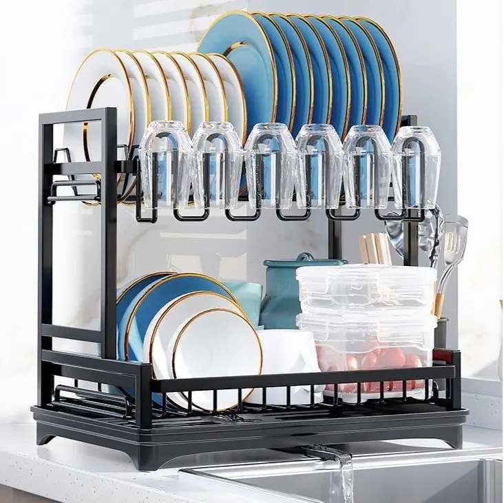 Uscător de vase, cu 2 niveluri, Ecarla, 42×30×38 cm, SU06CZ