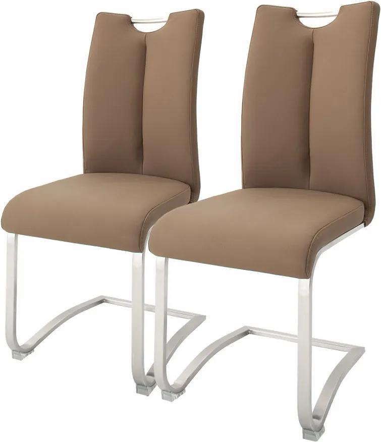 Set de 2 scaune Anamela II piele/metal, cappuccino, 45 x 102 x 58 cm