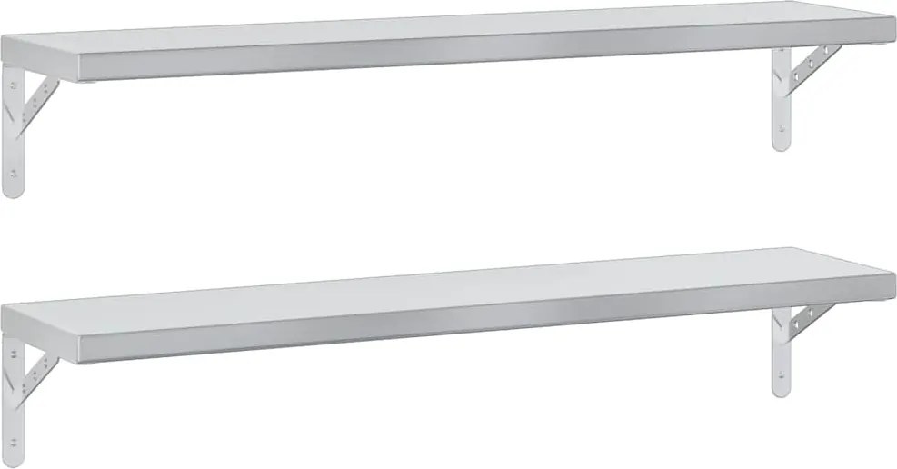 vidaXL Rafturi de perete 2 buc. 100x23,5 cm argintiu oțel inoxidabil