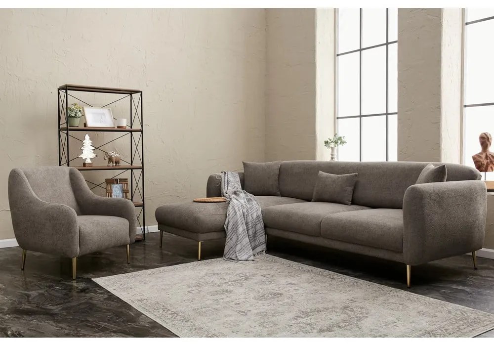 Colțar gri (cu colț pe partea stângă/cu șezlong) Simena – Balcab Home