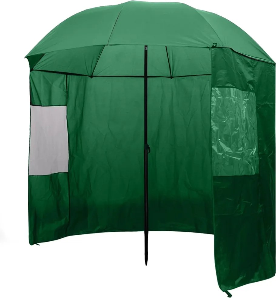 vidaXL Umbrelă pentru pescuit, verde, 240x210 cm