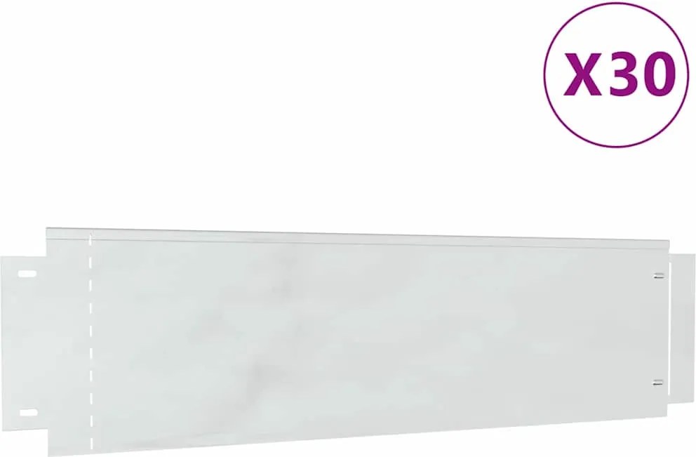 vidaXL Borduri pentru gazon 30 pcs Argintiu 100 x 25 x 0,07 cm