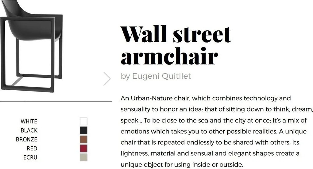 Scaun design modern interior / exterior WALL STREET rosu Vondom 65006