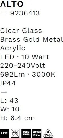 Aplica de perete LED baie IP44 ALTO aurie