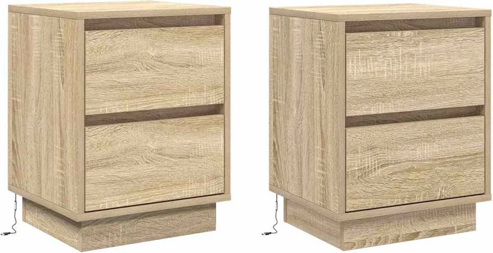 vidaXL Dulap de noapte cu sertar 2 pcs Stejar Sonoma 39 x 34,5 x 50 cm
