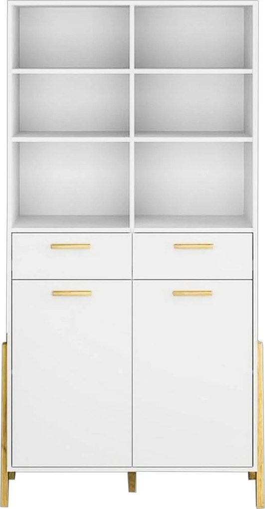 Biblioteca BELLE, alb, PAL laminat, 103x41x197 cm