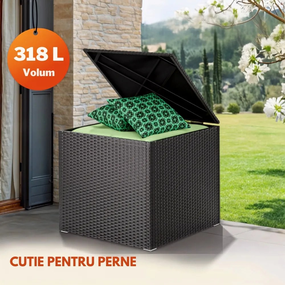 Ladă de depozitare din poliratan RICCO, 318L, 75x75x70 cm, negru Casaria