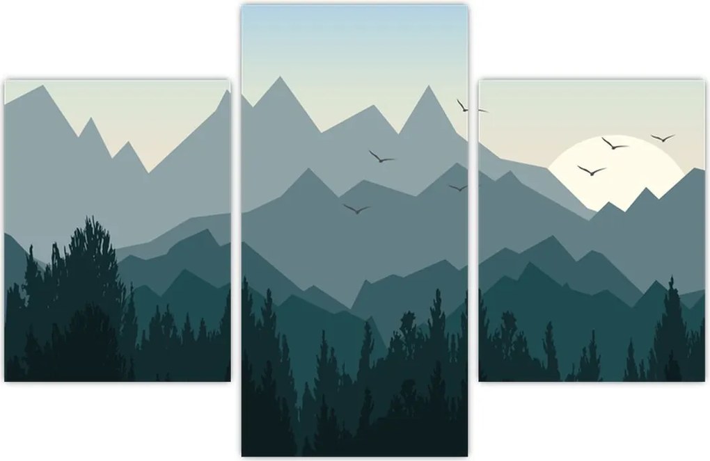 Tablou - Munții cu privirea graficeanului (90x60 cm)