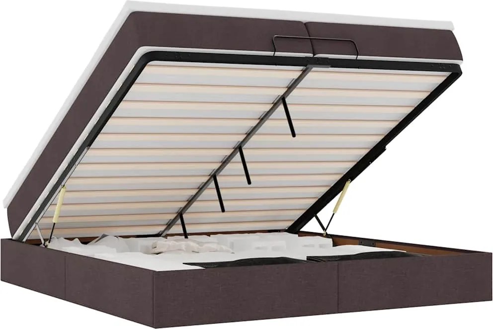 vidaXL Cadru de pat otoman cu saltele țesătură maro închis 200x200cm