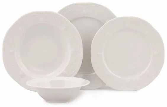 Set de masă 24 piese alb/porțelan