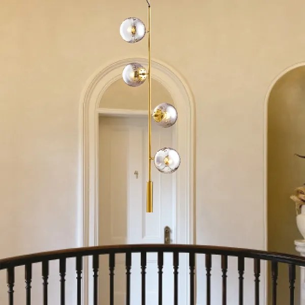 Lustră pe cablu 4xE27/10W/230V auriu