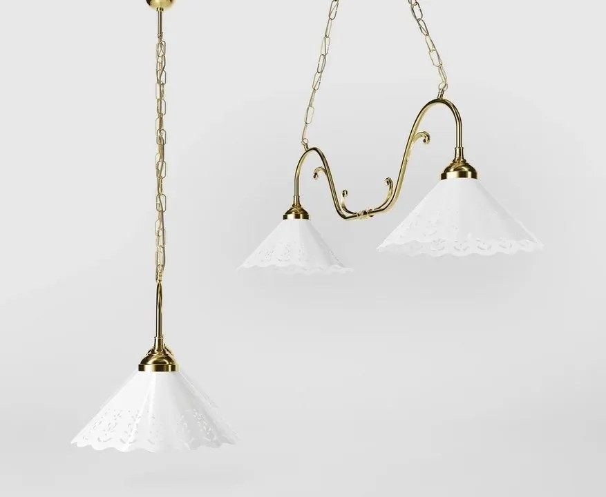 Candelabru 2 brate din alama si abajur ceramic Zefira