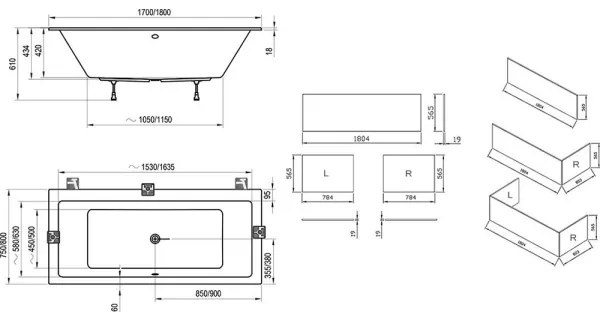 Ravak C881300000 - Cadă FORMY 180 x 80 cm, acrilică, albă