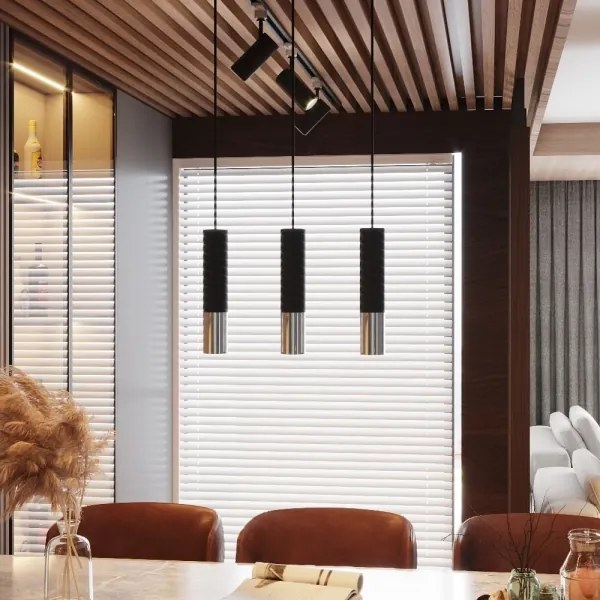 Lustră pe cablu LOOPEZ 2xGU10/40W/230V neagră/crom Sollux SL.0941